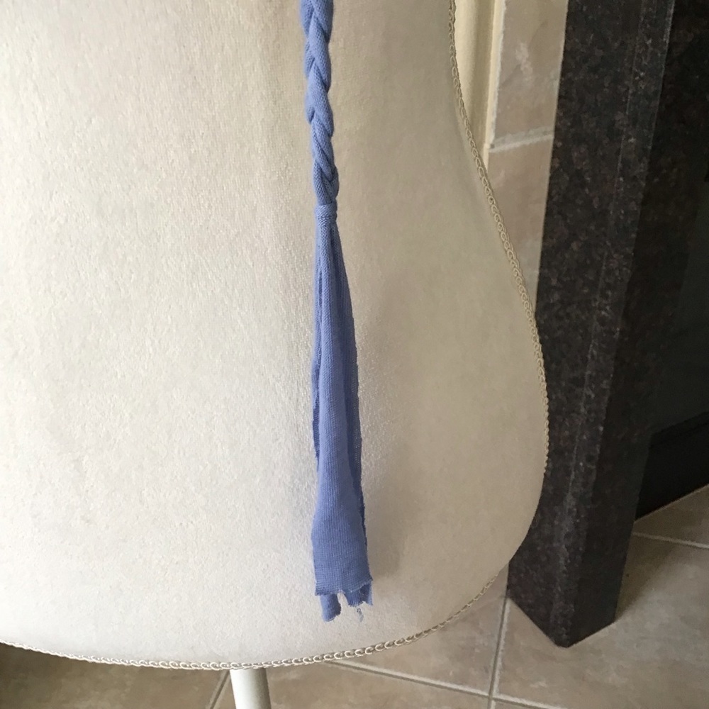 NEW Scarf Necklace Blue Multi Loop Braid Tassel Knot Multi Loop SOFT Knit Boho - Picture 6 of 9